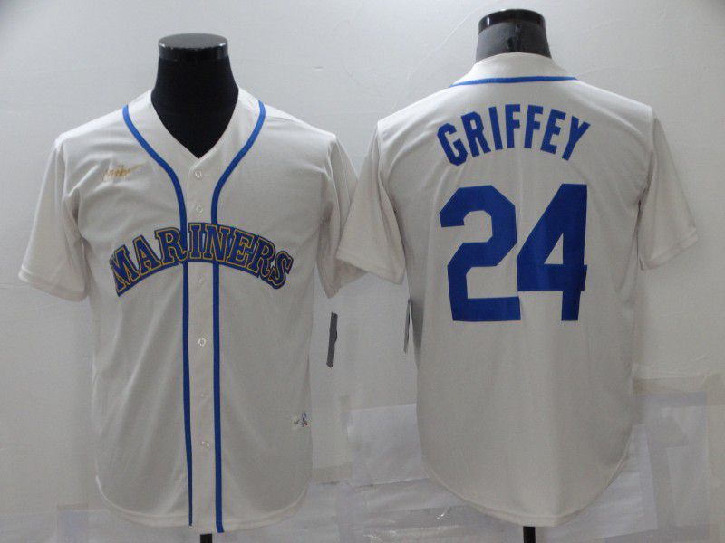 Men Seattle Mariners #24 Griffey White Throwback Game 2021 MLB Jersey